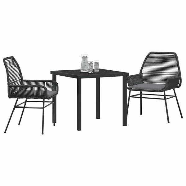 Grote foto vidaxl tuin eetset 3 pcs zwart poly rattan tuin en terras tuinmeubelen