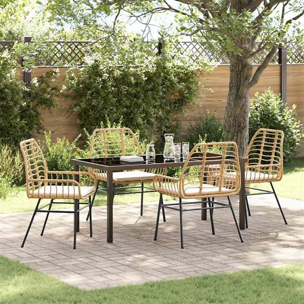 Grote foto vidaxl tuin eetset 5 pcs bruin poly rattan tuin en terras tuinmeubelen