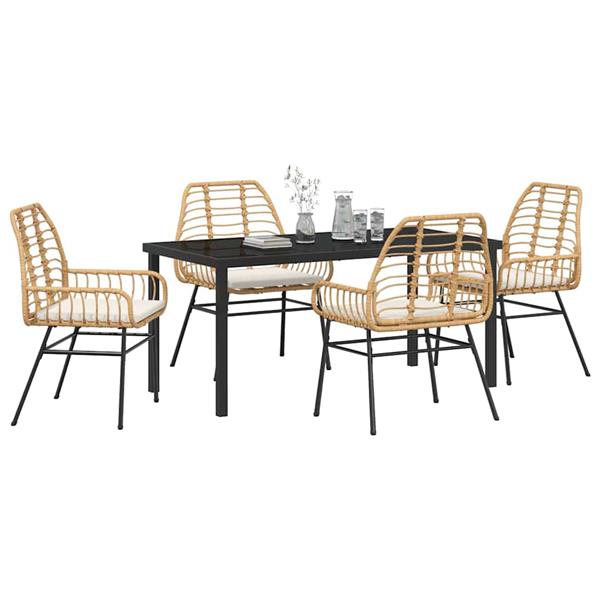 Grote foto vidaxl tuin eetset 5 pcs bruin poly rattan tuin en terras tuinmeubelen