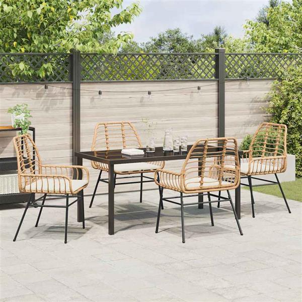 Grote foto vidaxl tuin eetset 5 pcs bruin poly rattan tuin en terras tuinmeubelen