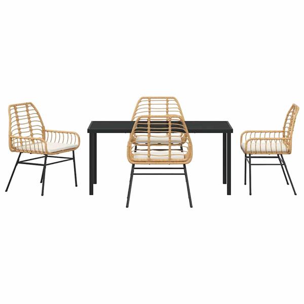 Grote foto vidaxl tuin eetset 5 pcs bruin poly rattan tuin en terras tuinmeubelen
