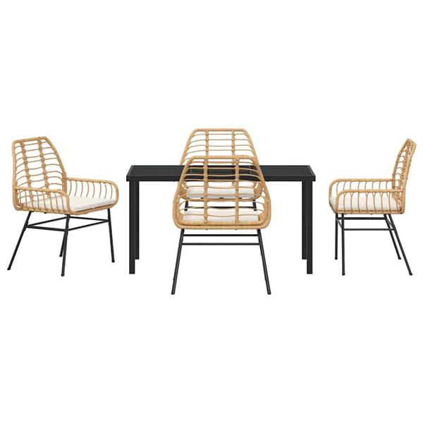 Grote foto vidaxl tuin eetset 5 pcs bruin poly rattan tuin en terras tuinmeubelen