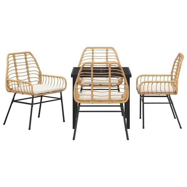 Grote foto vidaxl tuin eetset 5 pcs bruin poly rattan tuin en terras tuinmeubelen
