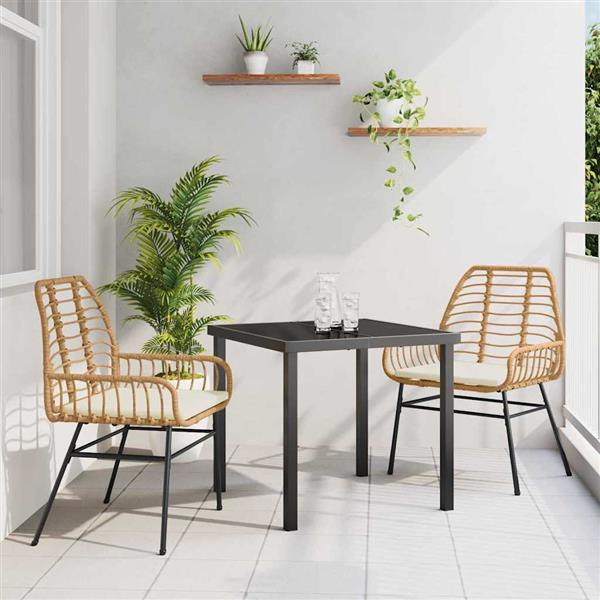 Grote foto vidaxl tuin eetset 3 pcs bruin poly rattan tuin en terras tuinmeubelen