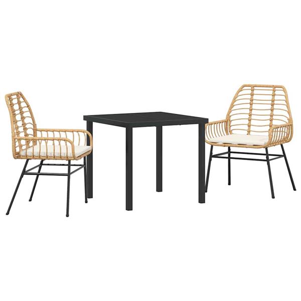 Grote foto vidaxl tuin eetset 3 pcs bruin poly rattan tuin en terras tuinmeubelen