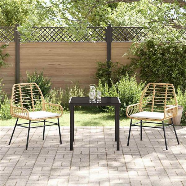 Grote foto vidaxl tuin eetset 3 pcs bruin poly rattan tuin en terras tuinmeubelen