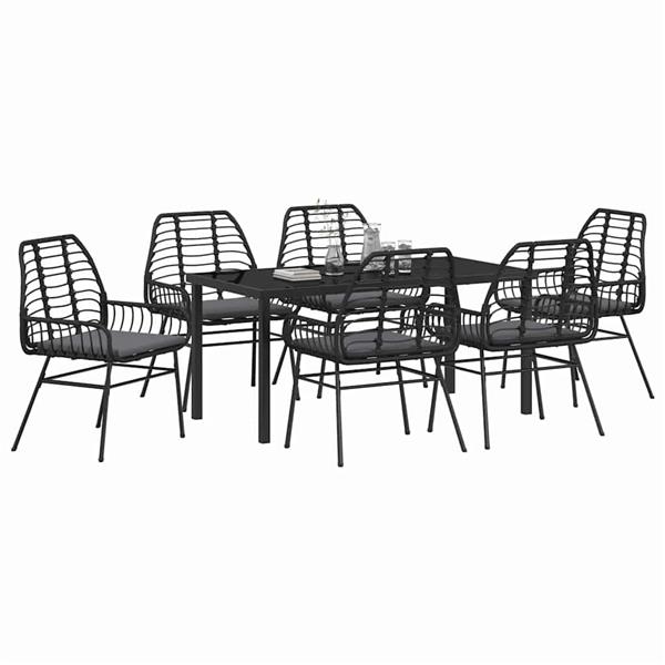 Grote foto vidaxl tuin eetset 7 pcs zwart poly rattan tuin en terras tuinmeubelen