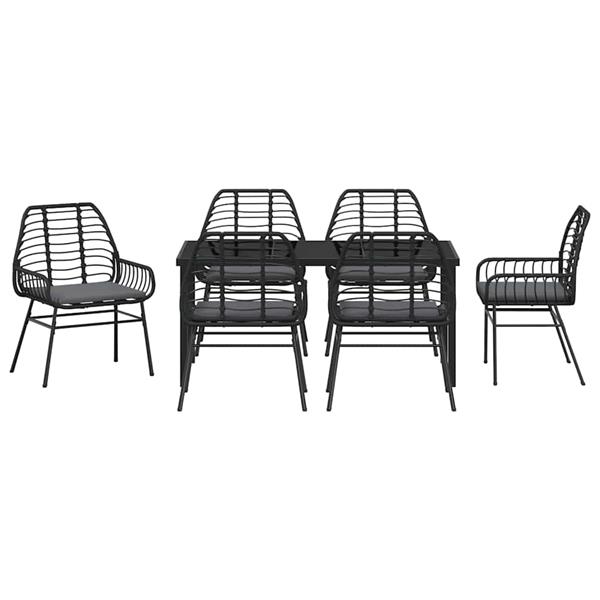 Grote foto vidaxl tuin eetset 7 pcs zwart poly rattan tuin en terras tuinmeubelen