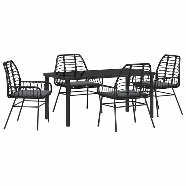 Grote foto vidaxl tuin eetset 5 pcs zwart poly rattan tuin en terras tuinmeubelen