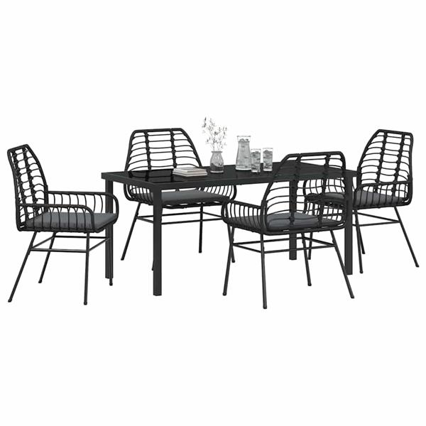 Grote foto vidaxl tuin eetset 5 pcs zwart poly rattan tuin en terras tuinmeubelen