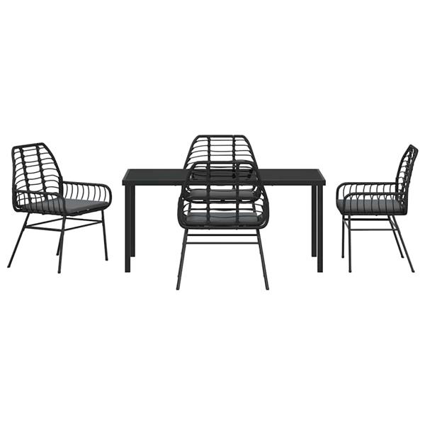Grote foto vidaxl tuin eetset 5 pcs zwart poly rattan tuin en terras tuinmeubelen