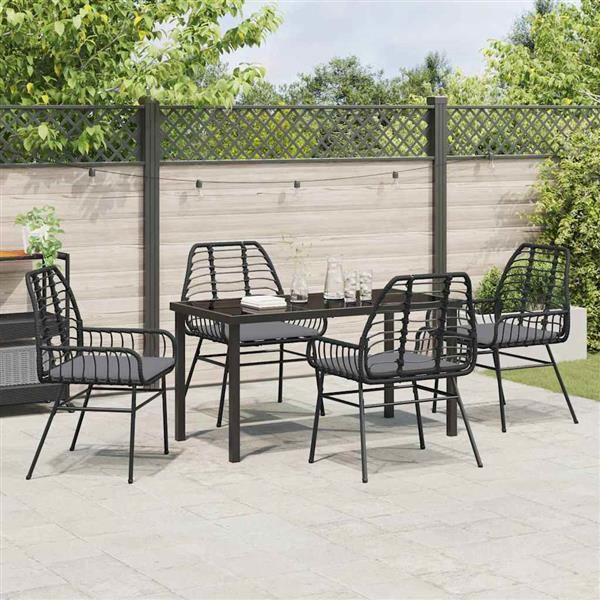Grote foto vidaxl tuin eetset 5 pcs zwart poly rattan tuin en terras tuinmeubelen