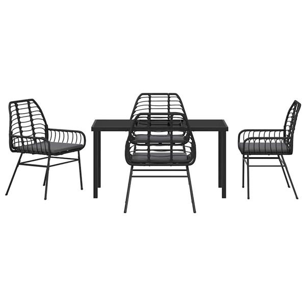 Grote foto vidaxl tuin eetset 5 pcs zwart poly rattan tuin en terras tuinmeubelen