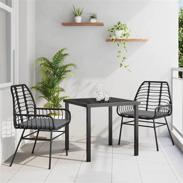 Grote foto vidaxl tuin eetset 3 pcs zwart poly rattan tuin en terras tuinmeubelen