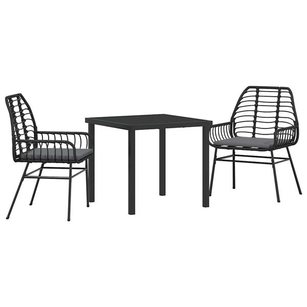 Grote foto vidaxl tuin eetset 3 pcs zwart poly rattan tuin en terras tuinmeubelen