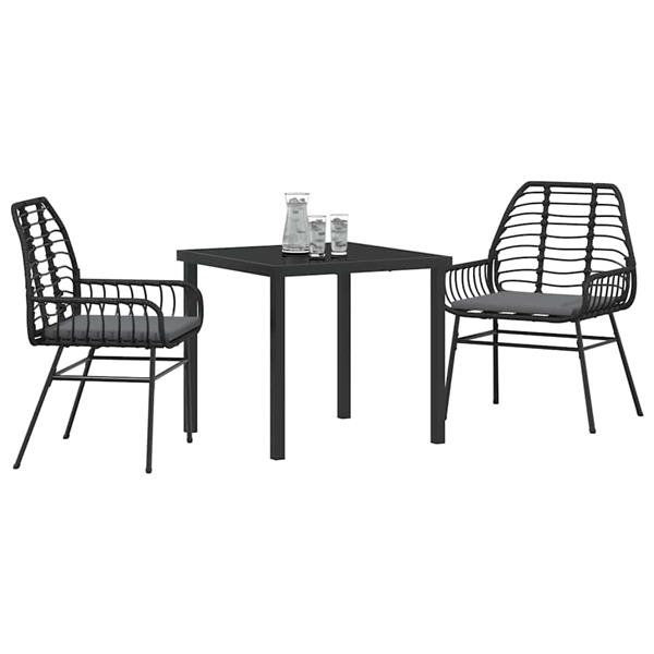 Grote foto vidaxl tuin eetset 3 pcs zwart poly rattan tuin en terras tuinmeubelen