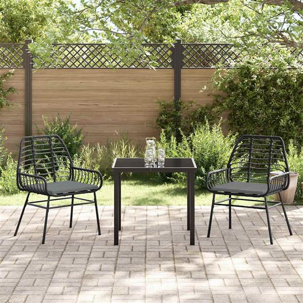 Grote foto vidaxl tuin eetset 3 pcs zwart poly rattan tuin en terras tuinmeubelen