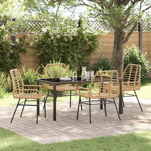 Grote foto vidaxl tuin eetset 5 pcs bruin poly rattan tuin en terras tuinmeubelen