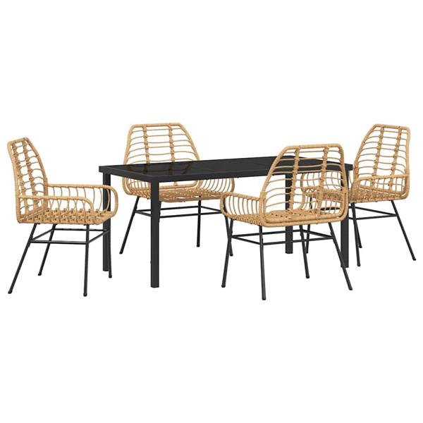 Grote foto vidaxl tuin eetset 5 pcs bruin poly rattan tuin en terras tuinmeubelen
