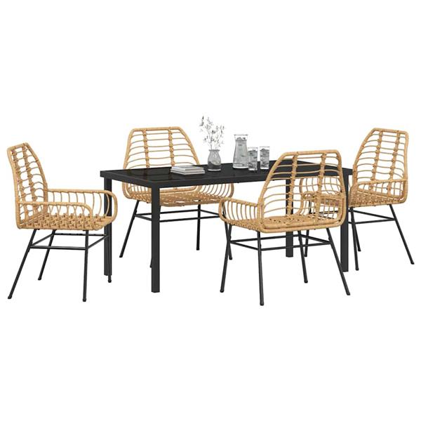 Grote foto vidaxl tuin eetset 5 pcs bruin poly rattan tuin en terras tuinmeubelen