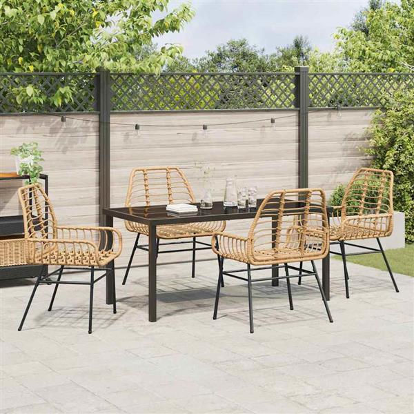 Grote foto vidaxl tuin eetset 5 pcs bruin poly rattan tuin en terras tuinmeubelen