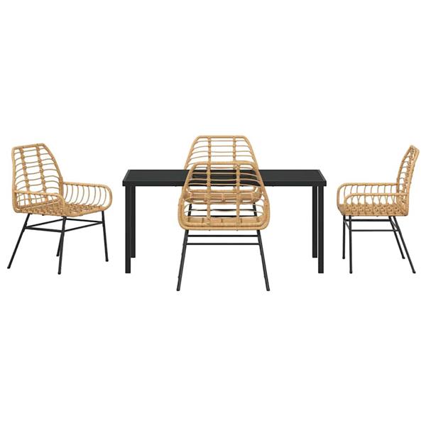 Grote foto vidaxl tuin eetset 5 pcs bruin poly rattan tuin en terras tuinmeubelen