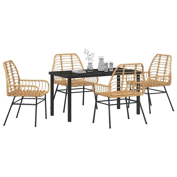 Grote foto vidaxl tuin eetset 5 pcs bruin poly rattan tuin en terras tuinmeubelen