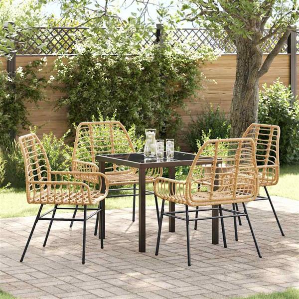 Grote foto vidaxl tuin eetset 5 pcs bruin poly rattan tuin en terras tuinmeubelen