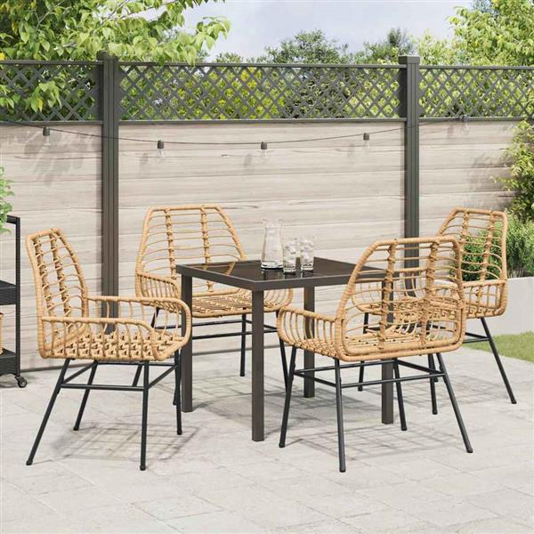 Grote foto vidaxl tuin eetset 5 pcs bruin poly rattan tuin en terras tuinmeubelen