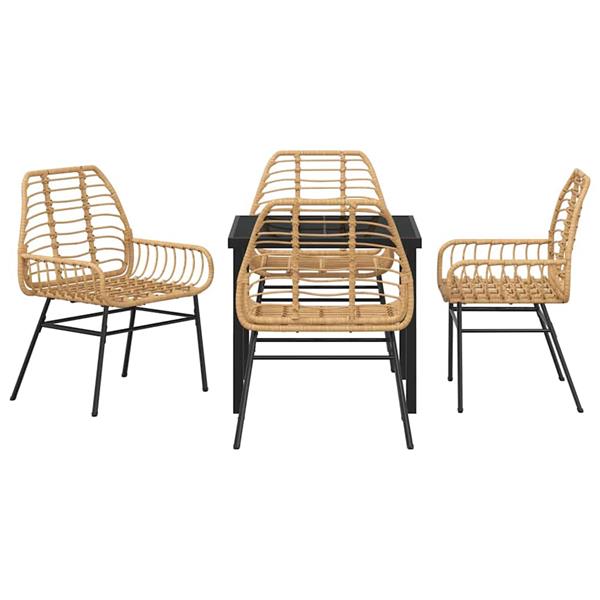 Grote foto vidaxl tuin eetset 5 pcs bruin poly rattan tuin en terras tuinmeubelen