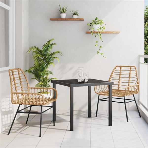 Grote foto vidaxl tuin eetset 3 pcs bruin poly rattan tuin en terras tuinmeubelen