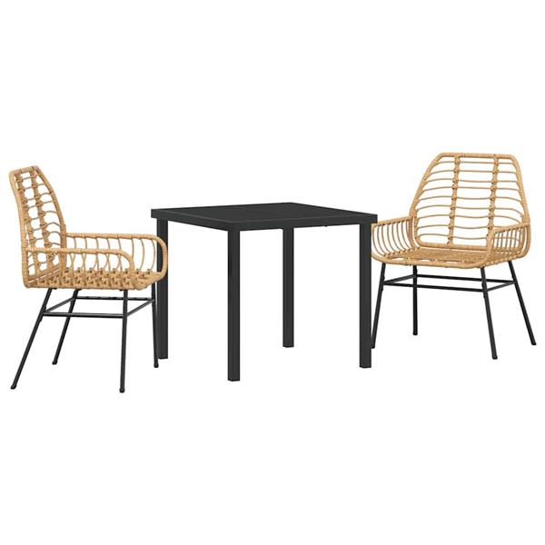 Grote foto vidaxl tuin eetset 3 pcs bruin poly rattan tuin en terras tuinmeubelen