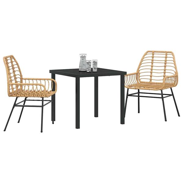Grote foto vidaxl tuin eetset 3 pcs bruin poly rattan tuin en terras tuinmeubelen