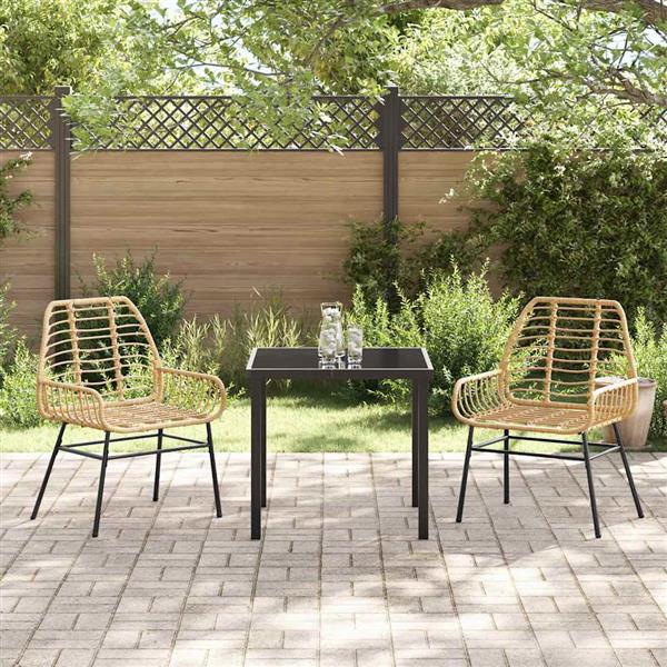 Grote foto vidaxl tuin eetset 3 pcs bruin poly rattan tuin en terras tuinmeubelen