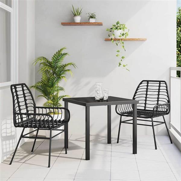 Grote foto vidaxl tuin eetset 3 pcs zwart poly rattan tuin en terras tuinmeubelen