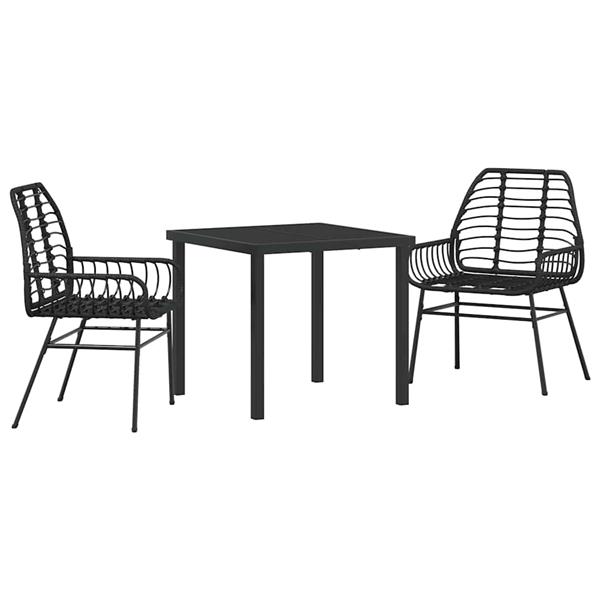 Grote foto vidaxl tuin eetset 3 pcs zwart poly rattan tuin en terras tuinmeubelen