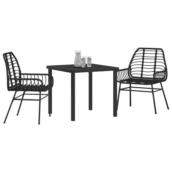 Grote foto vidaxl tuin eetset 3 pcs zwart poly rattan tuin en terras tuinmeubelen