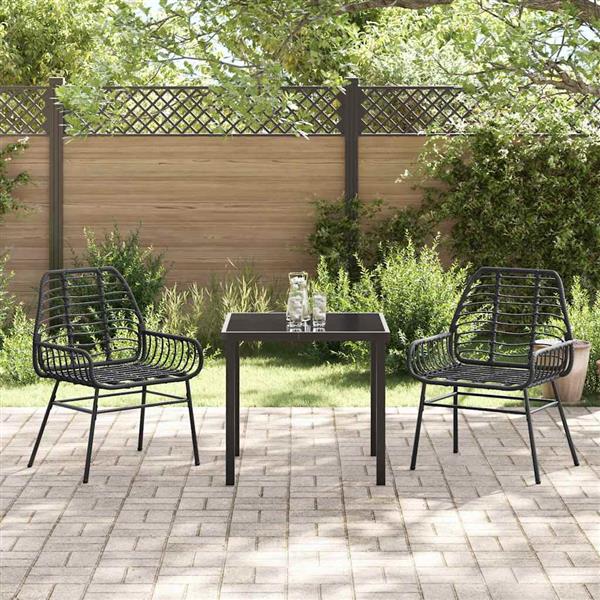 Grote foto vidaxl tuin eetset 3 pcs zwart poly rattan tuin en terras tuinmeubelen