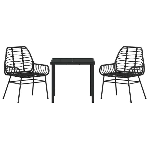 Grote foto vidaxl tuin eetset 3 pcs zwart poly rattan tuin en terras tuinmeubelen