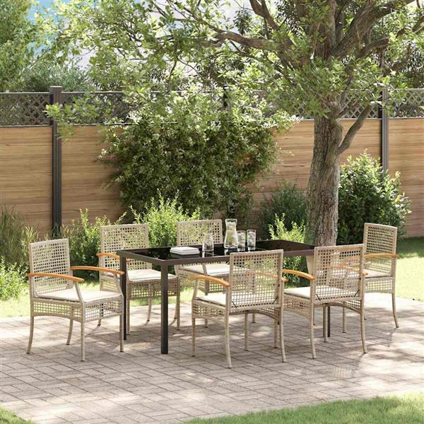 Grote foto vidaxl tuin eetset 7 pcs beige poly rattan tuin en terras tuinmeubelen