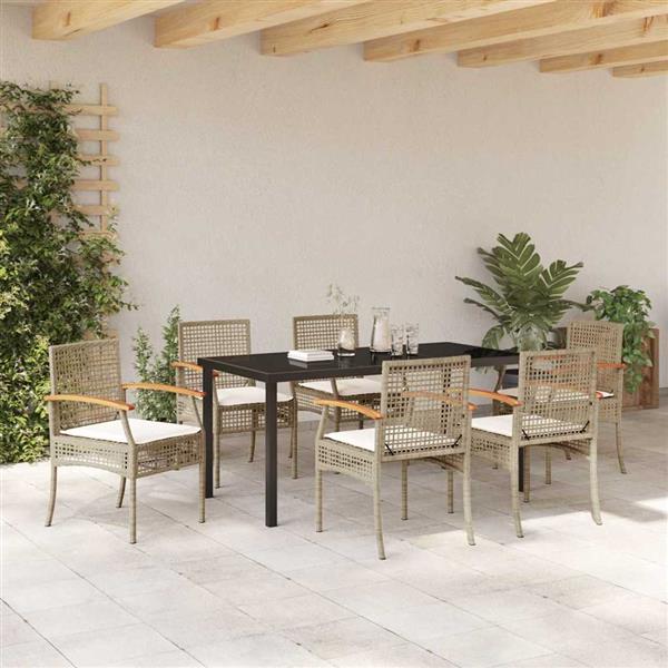Grote foto vidaxl tuin eetset 7 pcs beige poly rattan tuin en terras tuinmeubelen