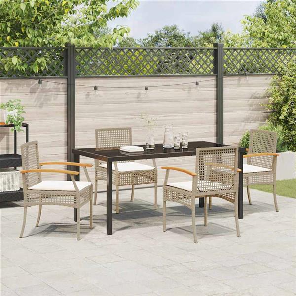 Grote foto vidaxl tuin eetset 5 pcs beige poly rattan tuin en terras tuinmeubelen