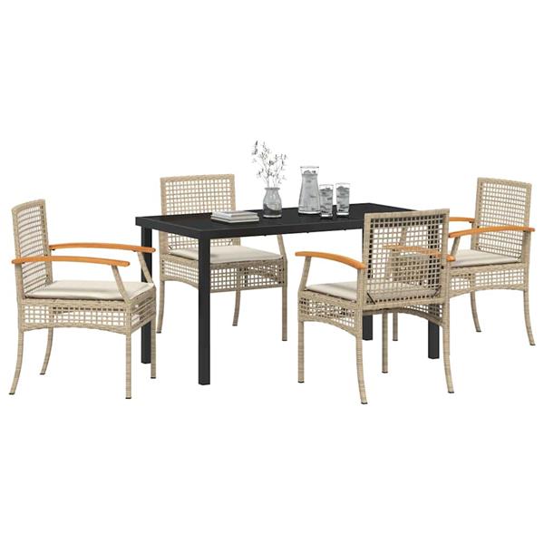 Grote foto vidaxl tuin eetset 5 pcs beige poly rattan tuin en terras tuinmeubelen