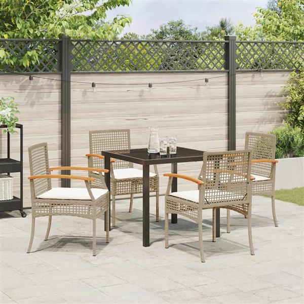 Grote foto vidaxl tuin eetset 5 pcs beige poly rattan tuin en terras tuinmeubelen