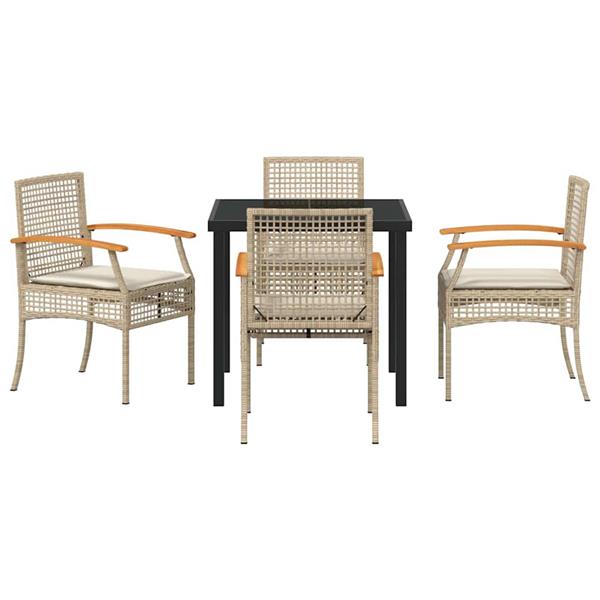 Grote foto vidaxl tuin eetset 5 pcs beige poly rattan tuin en terras tuinmeubelen