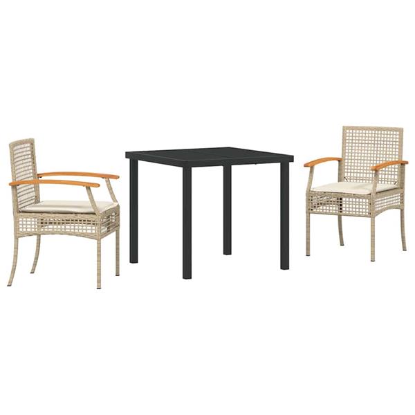 Grote foto vidaxl tuin eetset 3 pcs beige poly rattan tuin en terras tuinmeubelen