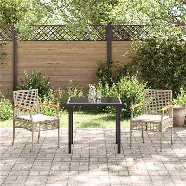 Grote foto vidaxl tuin eetset 3 pcs beige poly rattan tuin en terras tuinmeubelen