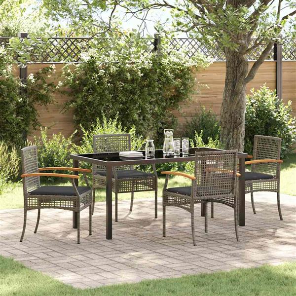 Grote foto vidaxl tuin eetset 5 pcs grijs poly rattan tuin en terras tuinmeubelen