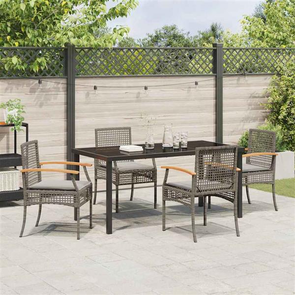 Grote foto vidaxl tuin eetset 5 pcs grijs poly rattan tuin en terras tuinmeubelen