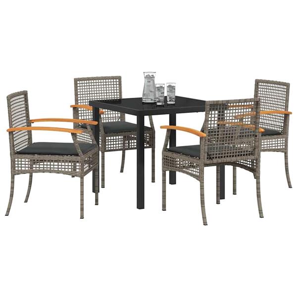 Grote foto vidaxl tuin eetset 5 pcs grijs poly rattan tuin en terras tuinmeubelen